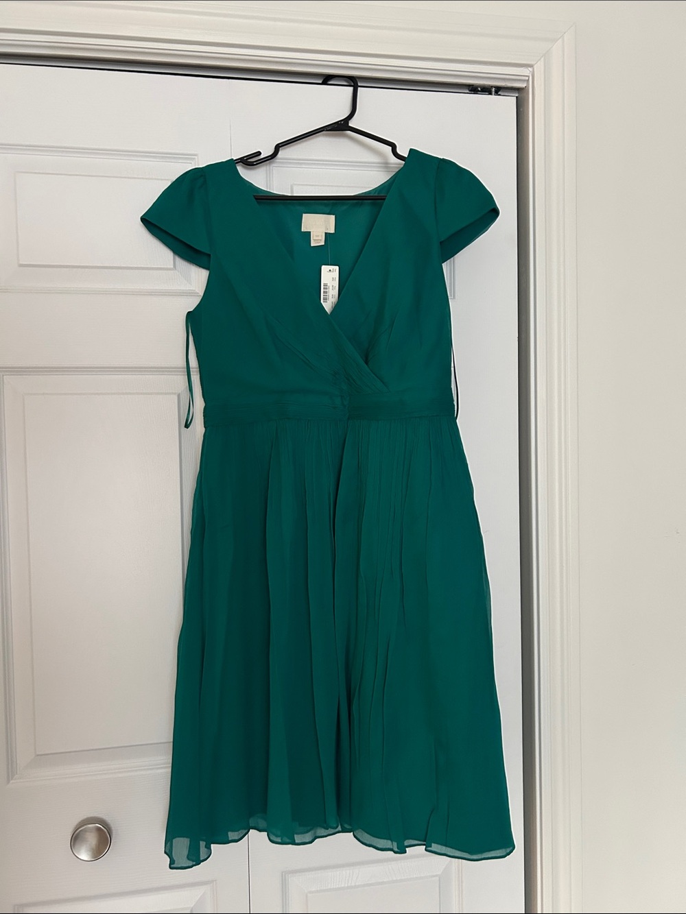 J. Crew Teal Cap-Sleeve Faux-Wrap Dress